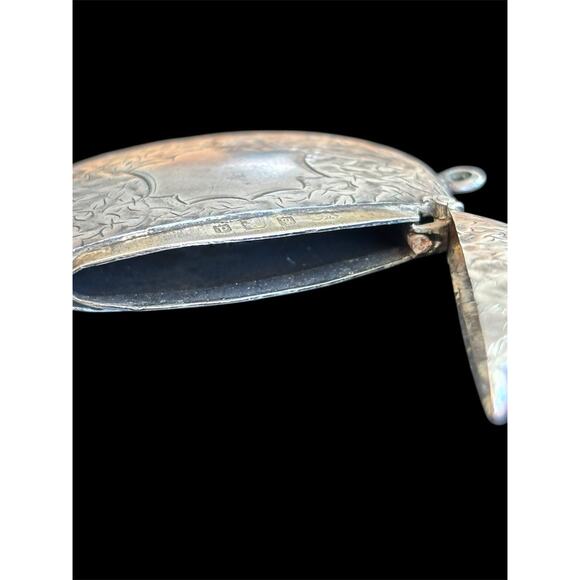 Ant Edwardian Sterling Silver Engraved Circular Vesta Match Case 1903 20.09g 925 - Picture 7 of 11